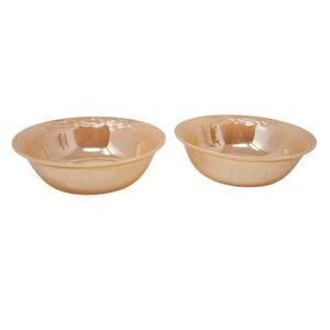 Vintage Mid Century Kitsch 2 Fire King Peach Luster Serving Bowls Milk Glass